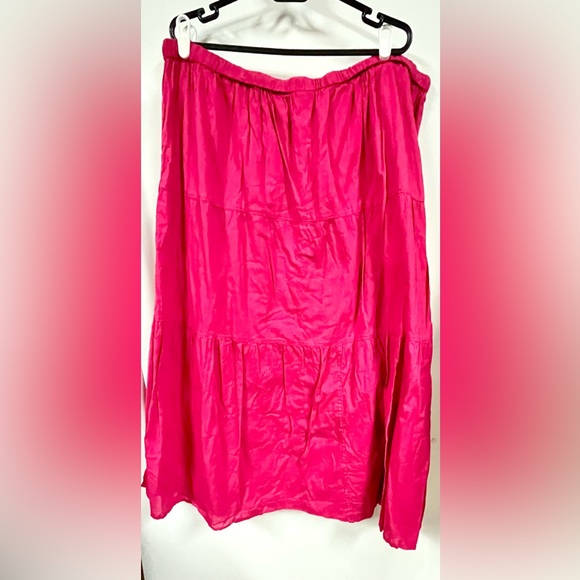 🌺 Fuchsia Flowy Tiered Maxi Skirt – 2X – White Stag • Boho • Cotton - Picture 3 of 4